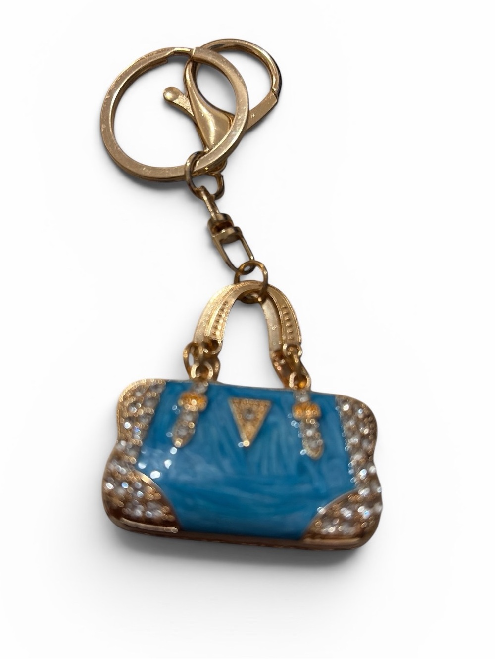 Gold & Blue Purse Keychain Charm - Picture 1 of 2